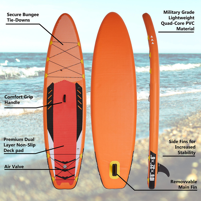 Inflatable Paddle Board Orange All Purpose Surfboard Stand Up Paddle 2